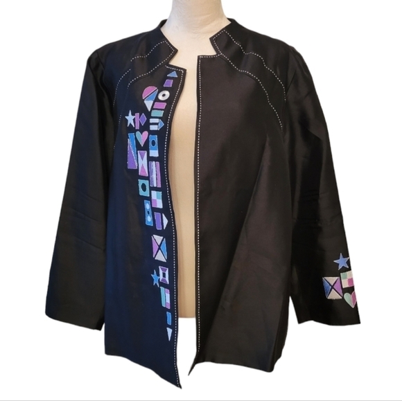 Bob Mackie 100% Silk Open Jacket Size 1X - Picture 1 of 4